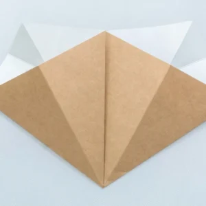 Papierowy rożek KRAFT na frytki z miejscem na sos, ekologiczne opakowanie na wynos, pojemność 300g, wymiary 270x214mm
