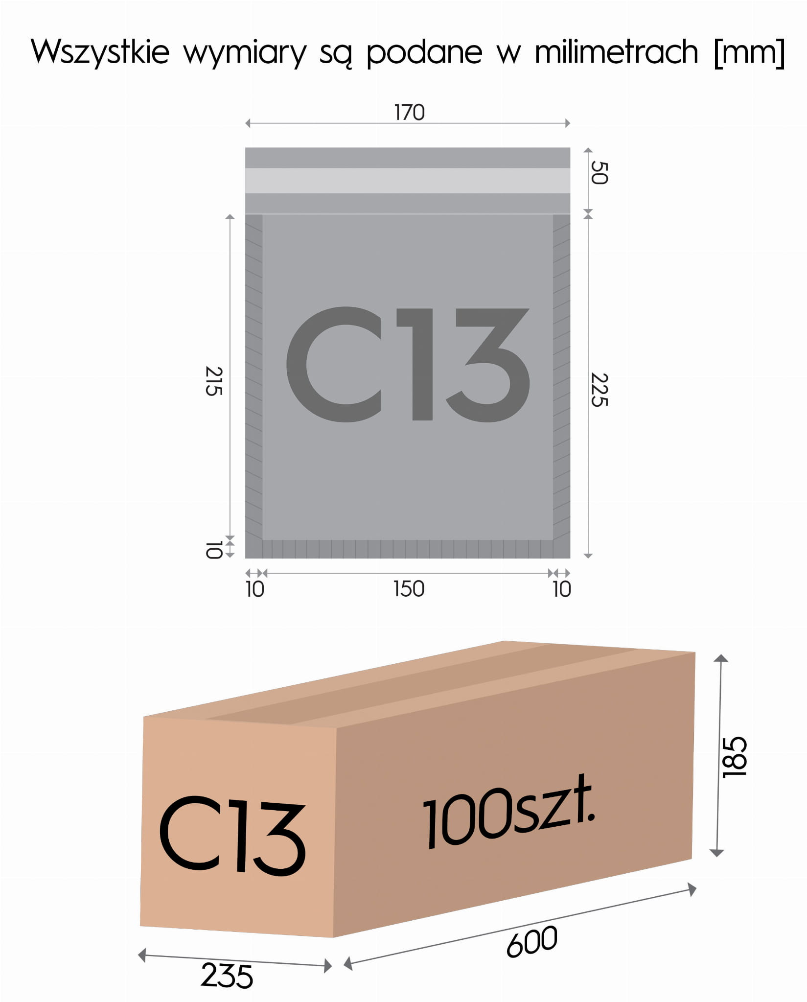 Koperta bąbelkowa C13 biała, wymiary 150x215mm, zewnętrzne 170x225mm, pakowana po 100 sztuk