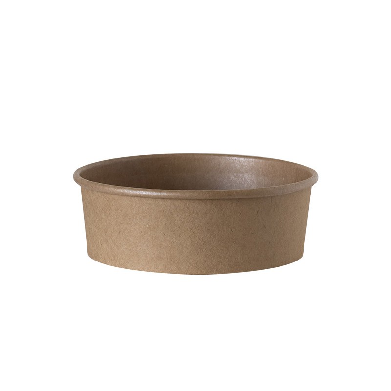 Miska papierowa Kraft 500ml z warstwą tłuszczoszczelną i opcją pokrywki rPet
