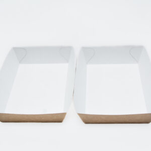 Tacka papierowa L 24x14x3,5cm – ekologiczne opakowanie na wynos, brązowo-biała